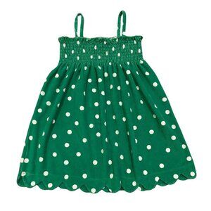 Hanna Andersson Girls 100/4 Green Terry Polka-Dot Swim Cover-Up - Like New!
